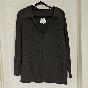 Black Ribbed Long Sleeve Sweater